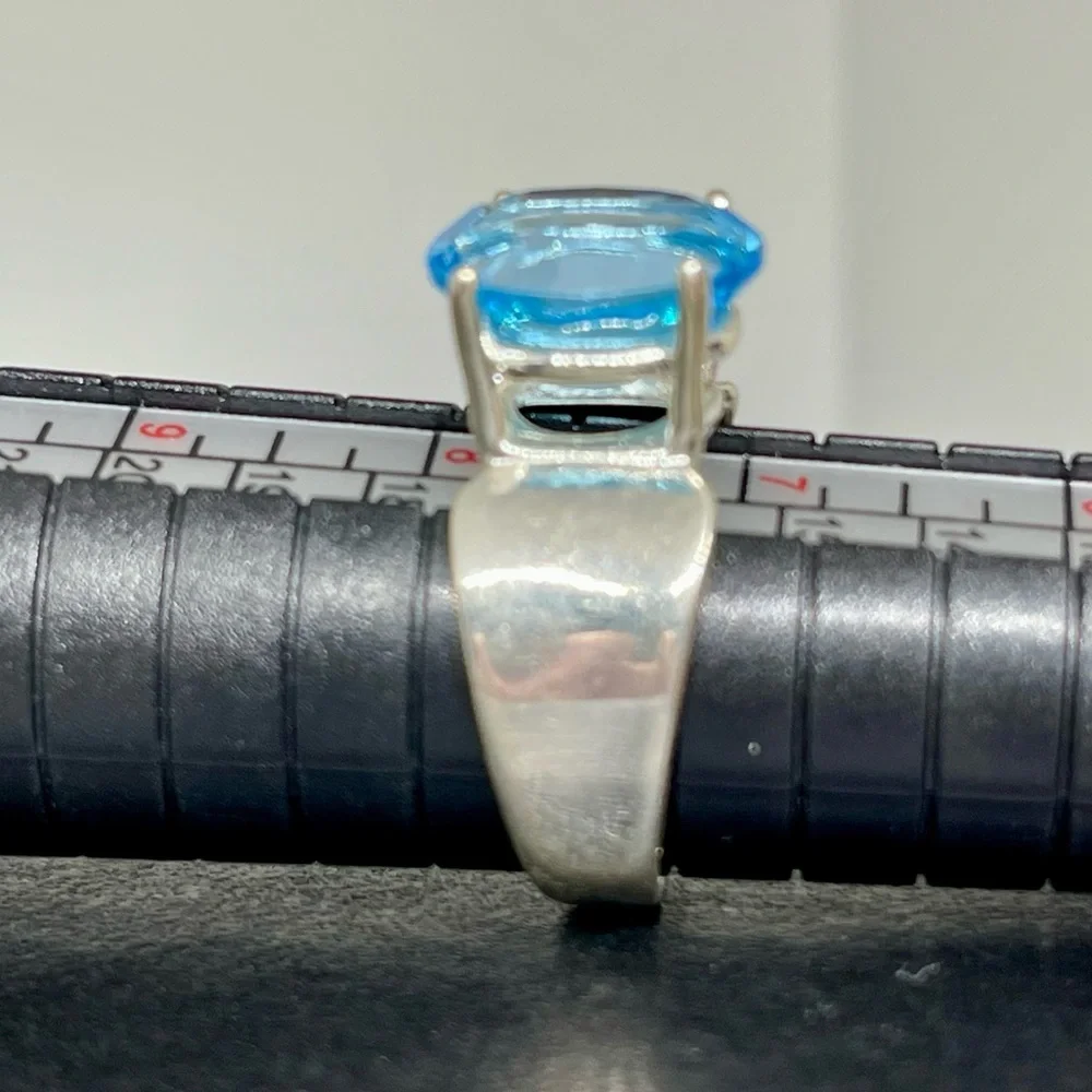 V Wieck 925 Real London Blue Topaz Sterling Ring 8